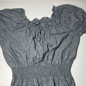 American Living Blue Chambray Smocked top